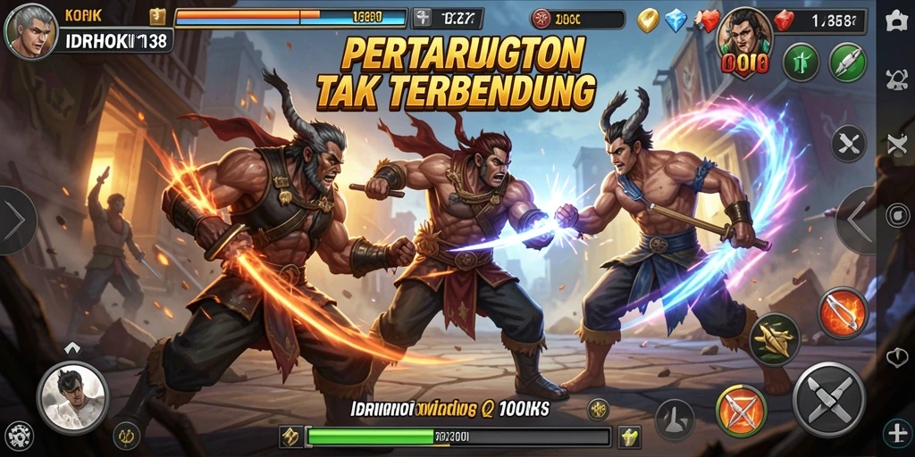 Screenshot gameplay <strong>IDRHOKI138</strong> menampilkan aksi pertarungan yang mendebarkan.