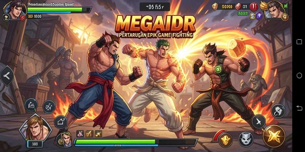 Screenshot MEGAIDR menunjukkan aksi pertarungan yang mendebarkan.