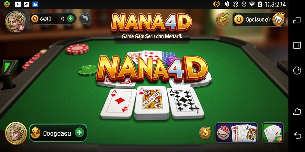 Tangkapan layar NANA4D menampilkan gameplay Gaple yang seru dan interaktif.