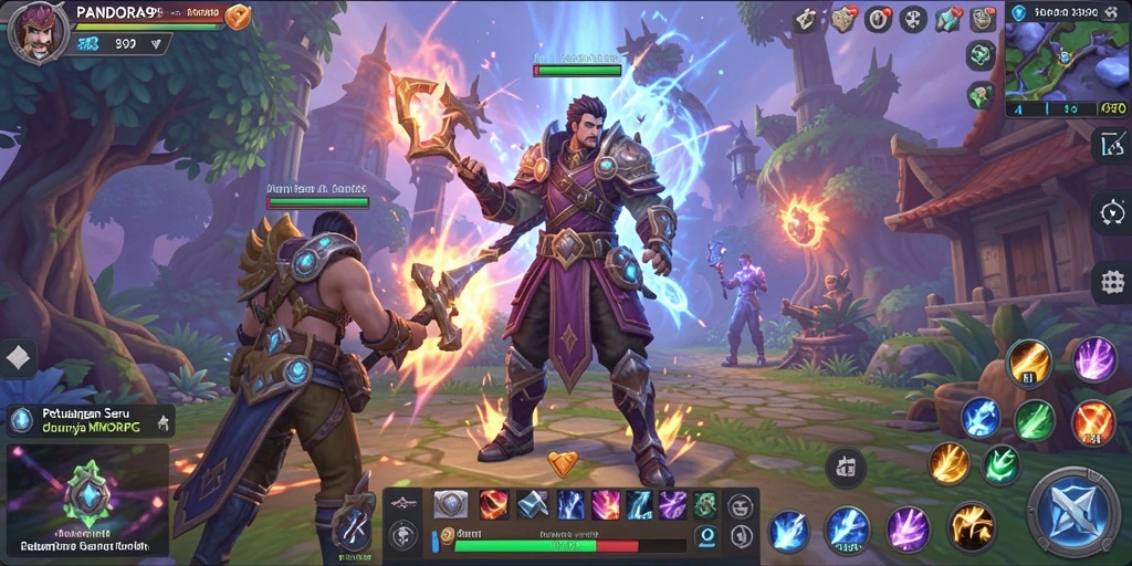 Tampilan gameplay epik dan interaksi karakter di PANDORA99.