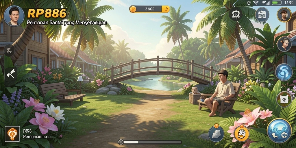 Tampilan gameplay RP886 yang ceria dan menghibur.