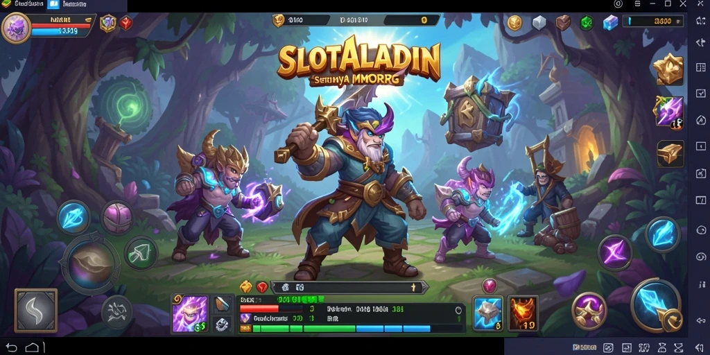Tangkapan layar gameplay SLOTALADIN yang menunjukkan aksi seru dalam pertempuran MMORPG.