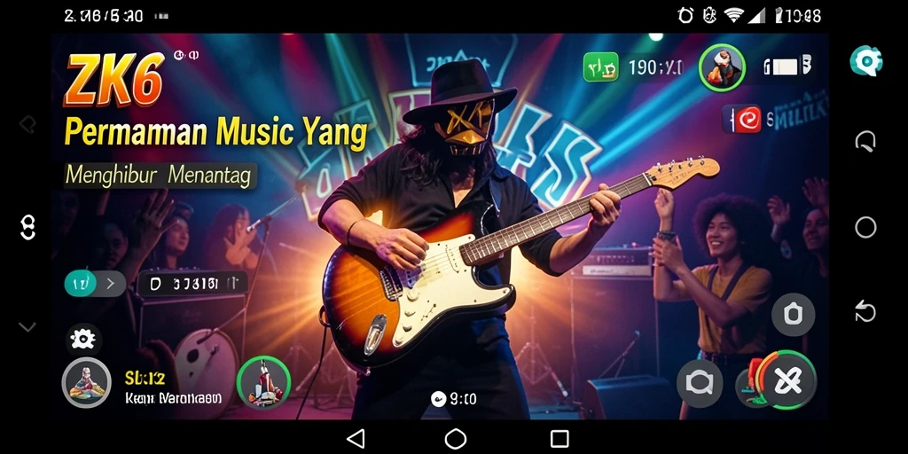 Screenshot ZK6 menampilkan gameplay seru dengan berbagai lagu.